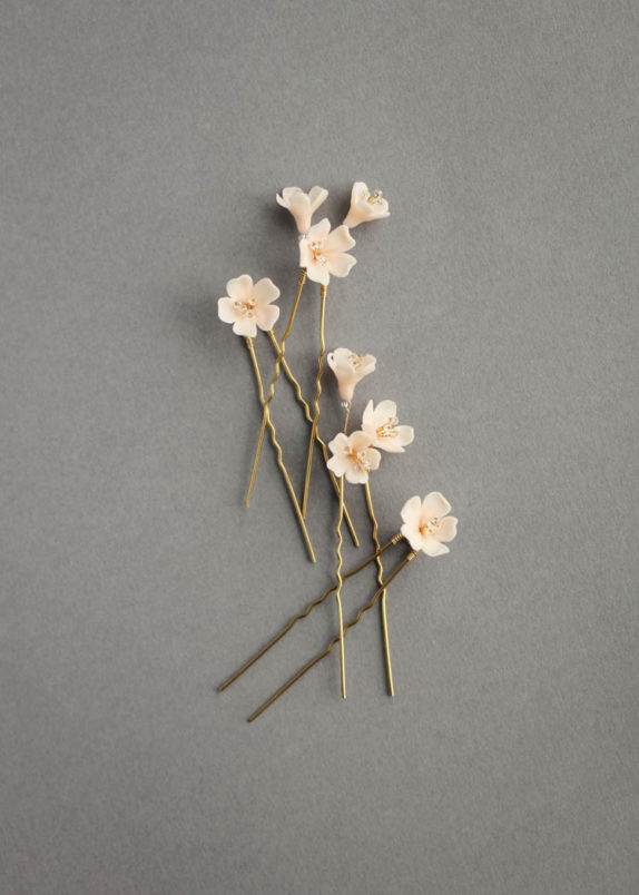 WHISPER blush floral hair pins 1