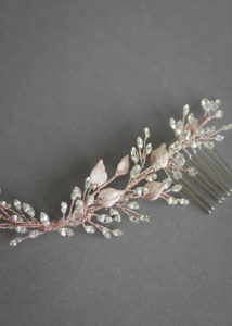 Bespoke for Holly_Rose gold crystal bridal hair vine 5