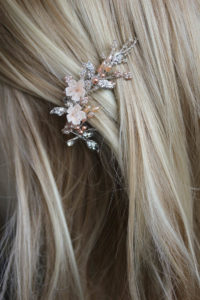 Bespoke for Jacqueline_blush and silver hair comb_Tearose on comb 6