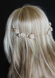 Bespoke for Samantha_gold Poetic bridal headpiece with scattered flowers and pearls 4
