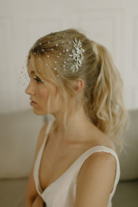 STARGAZER crystal birdcage veil for wedding ponytails
