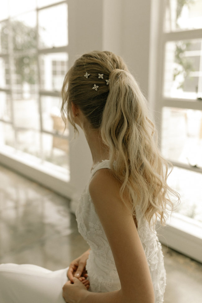 STELLAR crystal hair pins for classic wedding ponytails