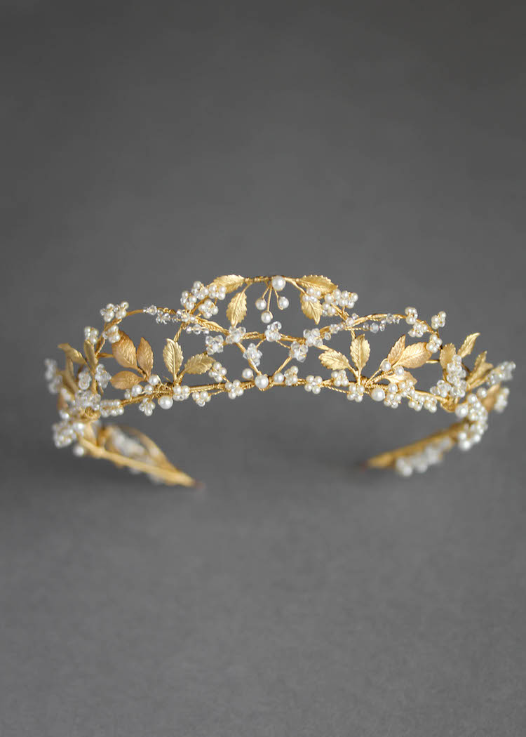 Bespoke for Yasmine_pearl and gold wedding crown 3