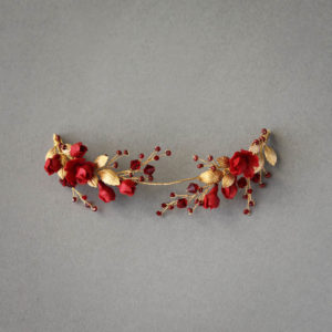 Forbidden Fruit_Red and gold wedding headpiece 1