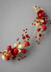 Forbidden Fruit_Red and gold wedding headpiece 2