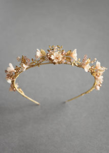 Wild Flowers_gold and blush floral wedding crown 1