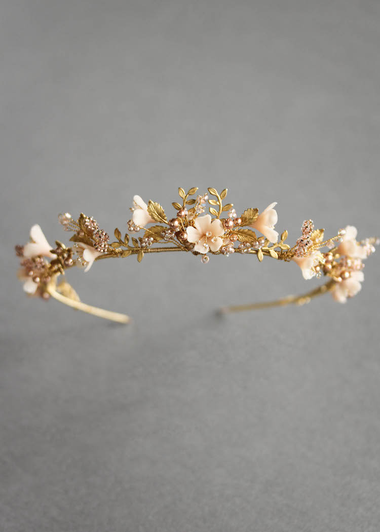 Wild Flowers_gold and blush floral wedding crown 6