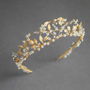 Golden Grandeur_pearl and gold wedding crown for Yasmine