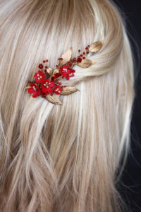 PHOENIX red and gold hair comb 2