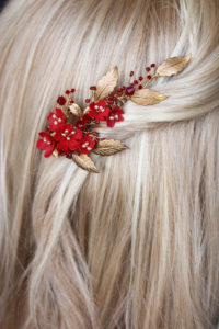 PHOENIX red and gold hair comb 6