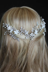 Bespoke for Nadine_floral bridal headpiece ANAIS with ivory flowers 4