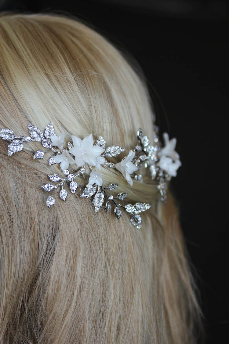 Bespoke for Nadine_floral bridal headpiece ANAIS with ivory flowers 6