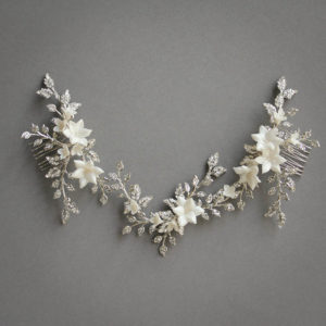 Bespoke for Nadine_floral bridal headpiece ANAIS with ivory flowers 9