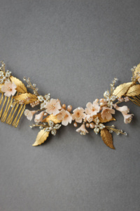 Bespoke for Leza_Honesuckle headpiece in gold blush ivory silver 2