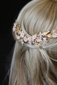 HONEYSUCKLE_bespoke gold and blush pink headpiece for bride Leza 2