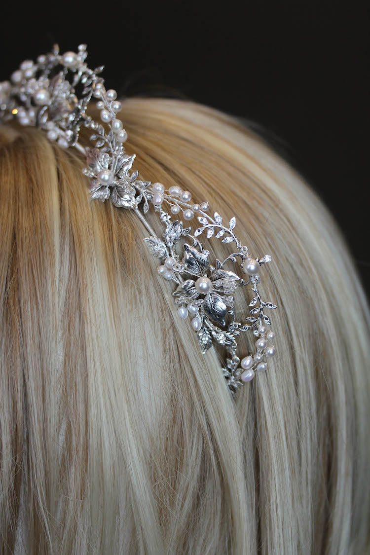 Bespoke for Ryonna_silver wedding crown with pearls 3