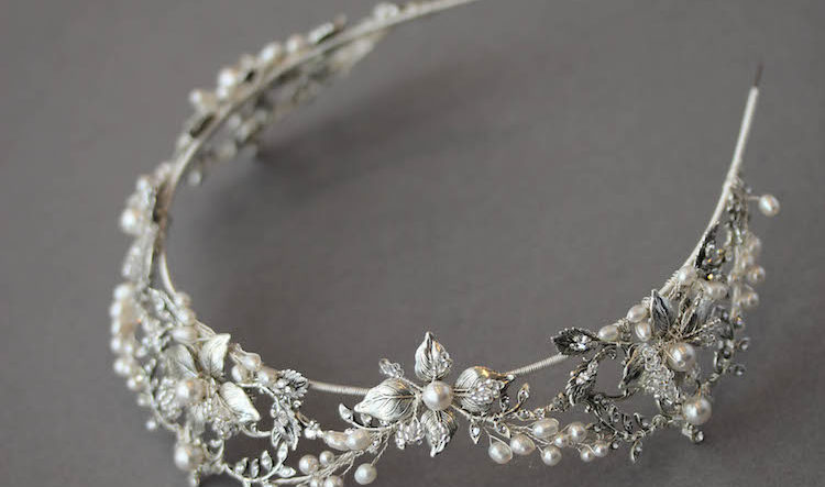 Silver Lining | Regal wedding crown with pearls for bride Ryonna