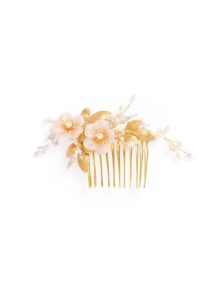 Delicate bridal hair pins for the modern bride_BLUSHING gold bridal comb 3