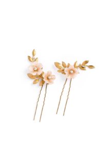 Delicate bridal hair pins for the modern bride_COCO Blush Floral Hair Pins-1