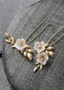 Delicate bridal hair pins for the modern bride_COCO blush floral hair pins