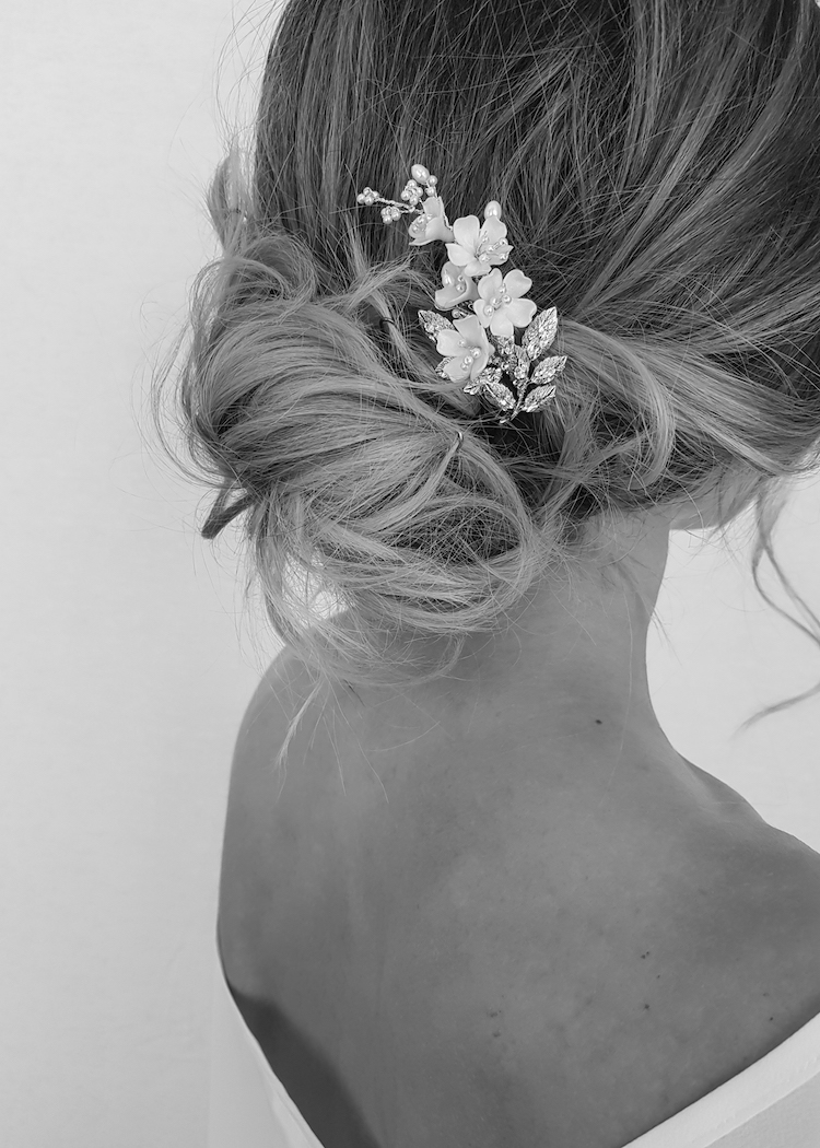 Delicate bridal hair pins for the modern bride_MARQUISE floral hair comb 5