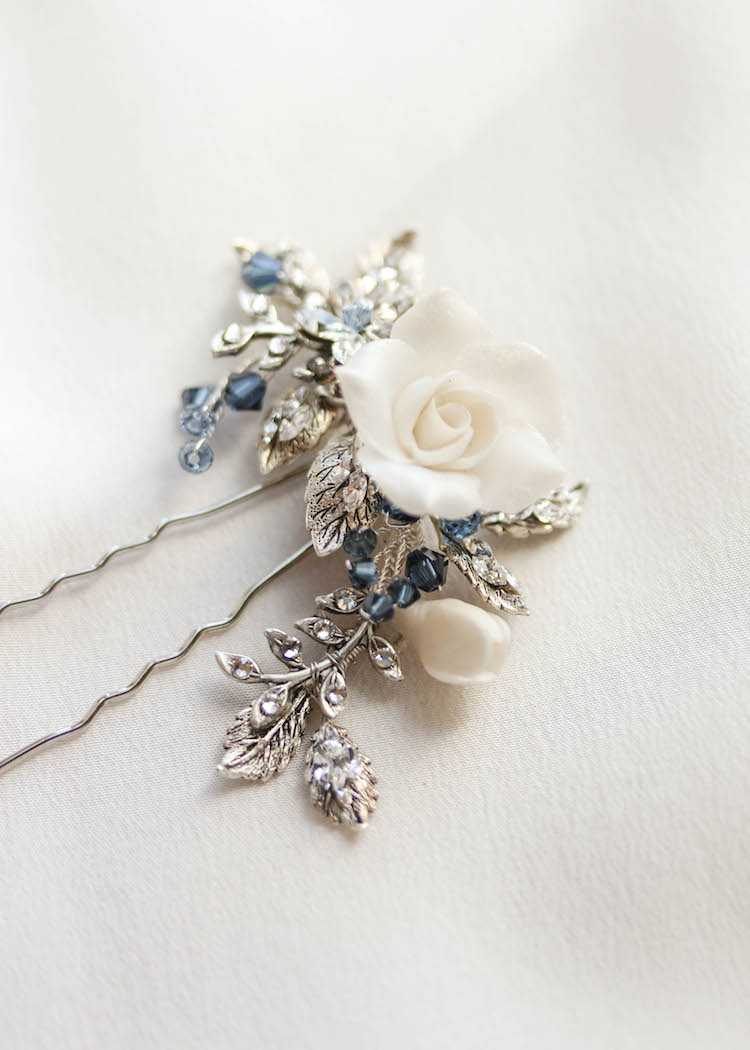 Delicate bridal hair pins for the modern bride_MAYBELLE floral hair pin 6