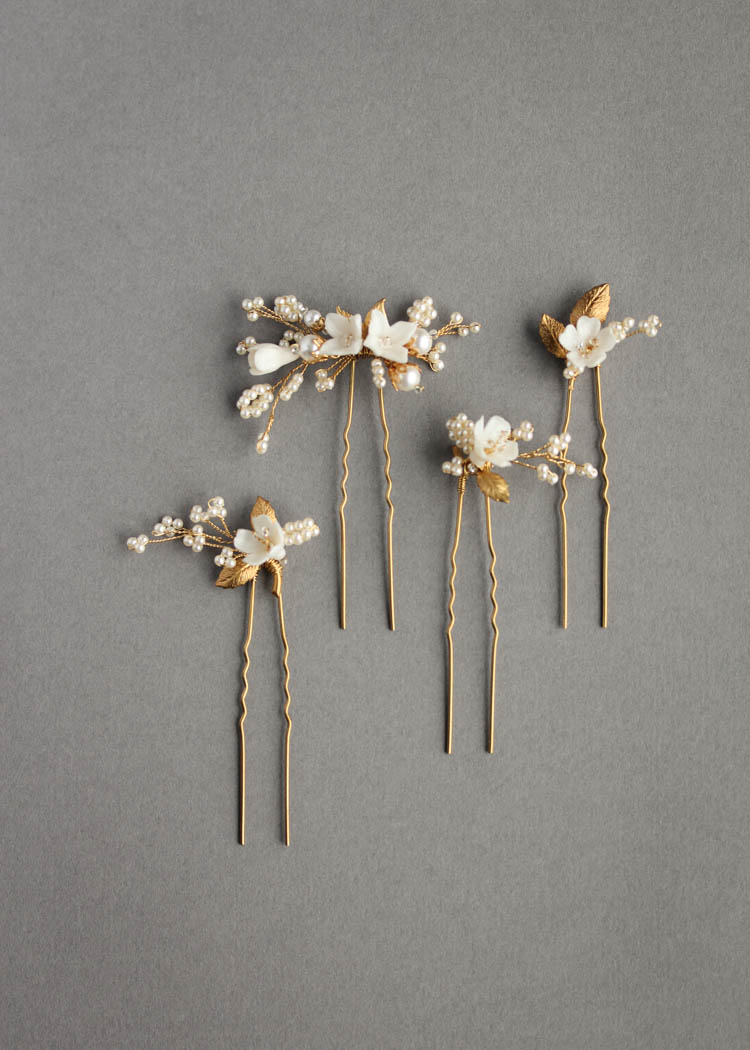 Delicate bridal hair pins for the modern bride_MEADOW floral hair pins 1