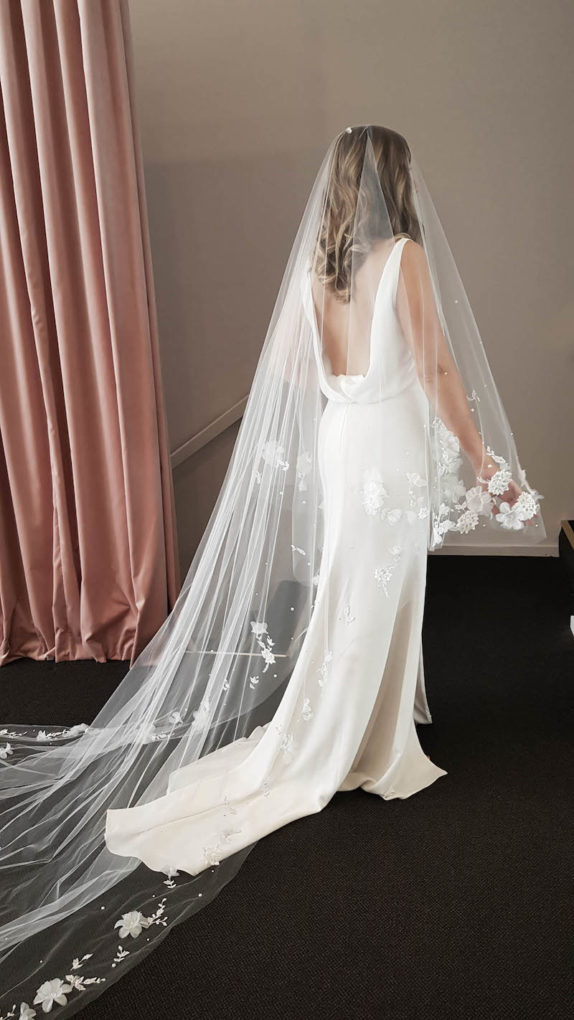 ATHENA long wedding veil with flowers 13