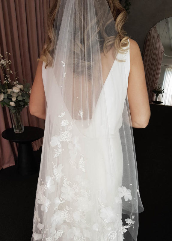 ATHENA long wedding veil with flowers 16