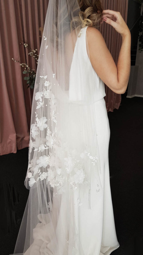 ATHENA long wedding veil with flowers 17