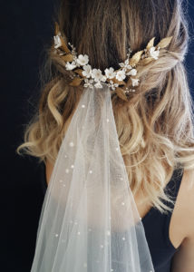 Gorgeous wedding hairstyles with veils_half up hair with veil 2