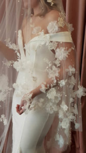 ATHENA long wedding veil with flowers 2