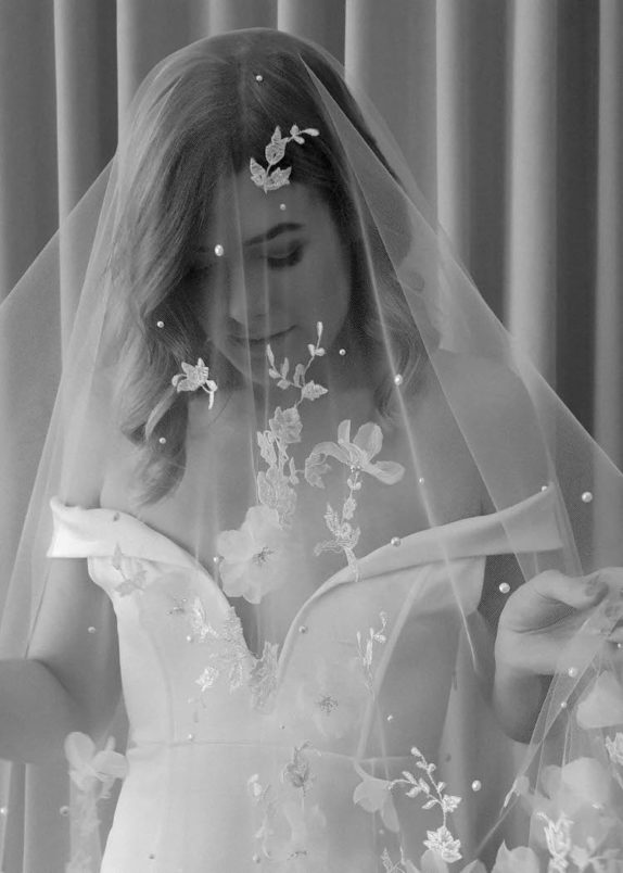 ATHENA long wedding veil with flowers 3