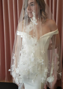 ATHENA long wedding veil with flowers 5