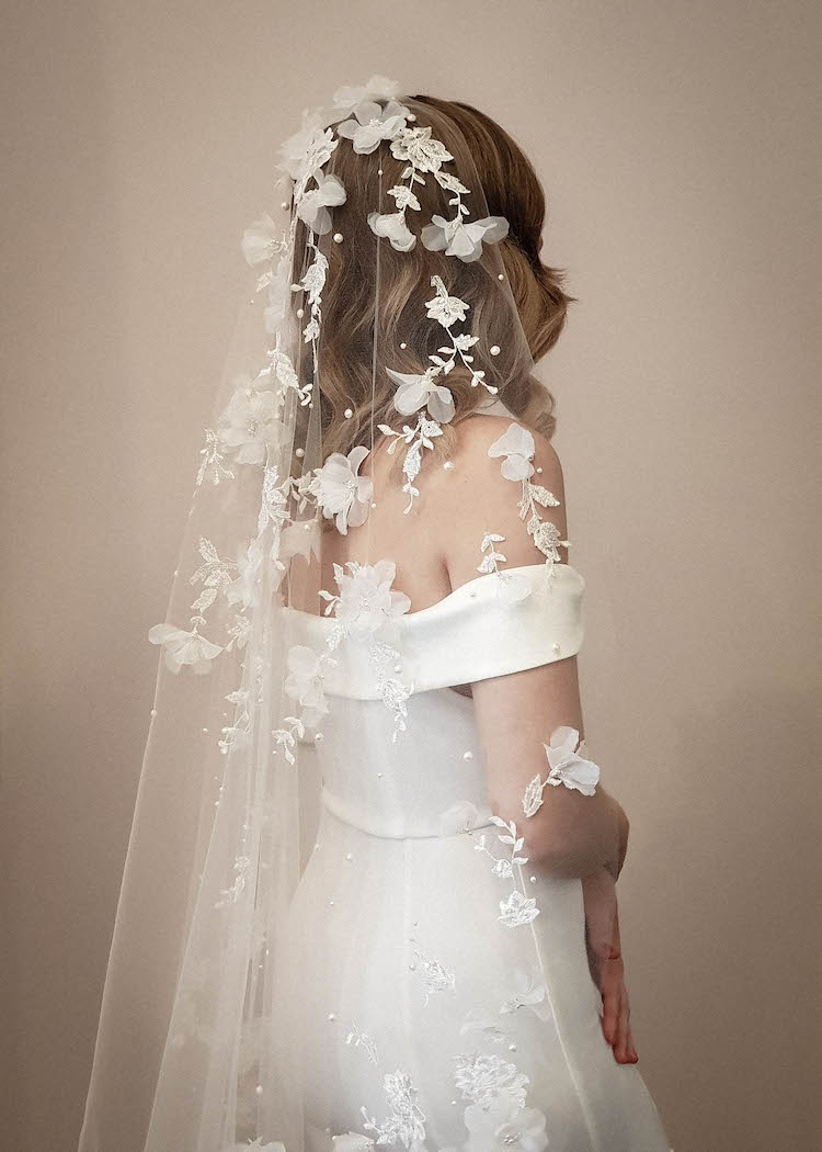 FLORENCE  Floral bridal veil - TANIA MARAS BRIDAL