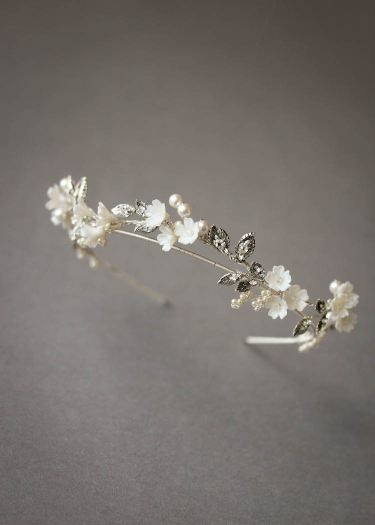 ABIGAIL floral wedding crown in silver 4