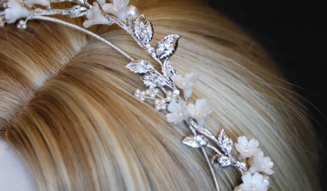 Abigail Floral Wedding Crown In Silver 7