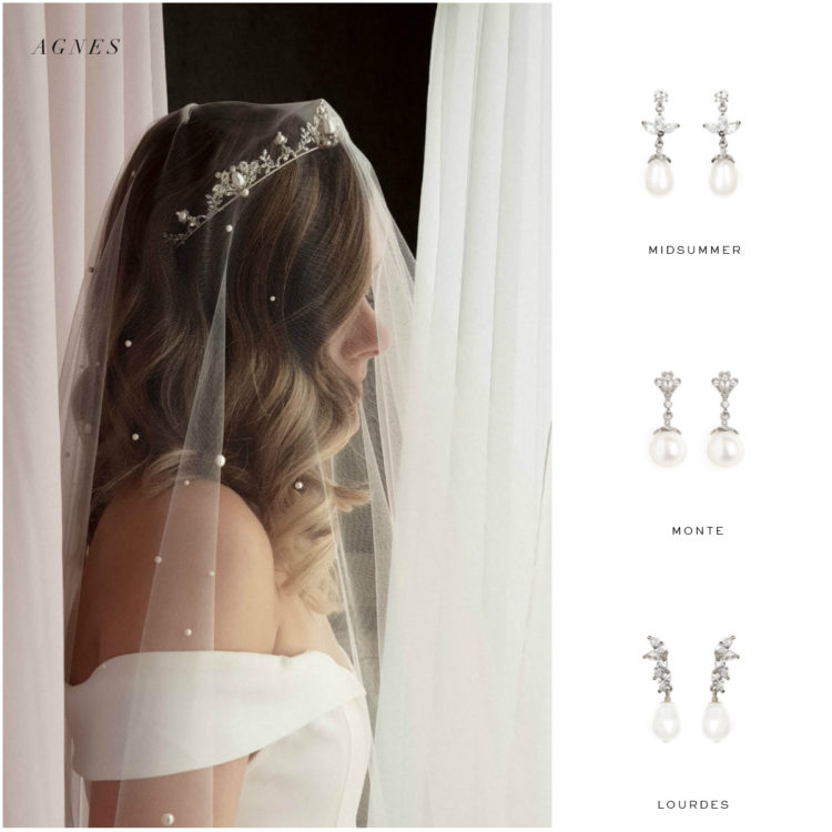 Off the shoulder wedding dresses_crown and earring suggestions