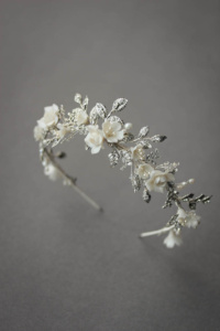 BESPOKE for Nancy_silver Gabriel floral wedding crown 1