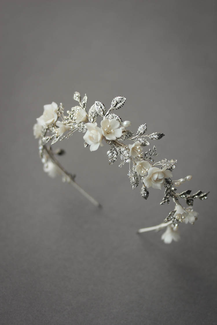 BESPOKE for Nancy_silver Gabriel floral wedding crown 1