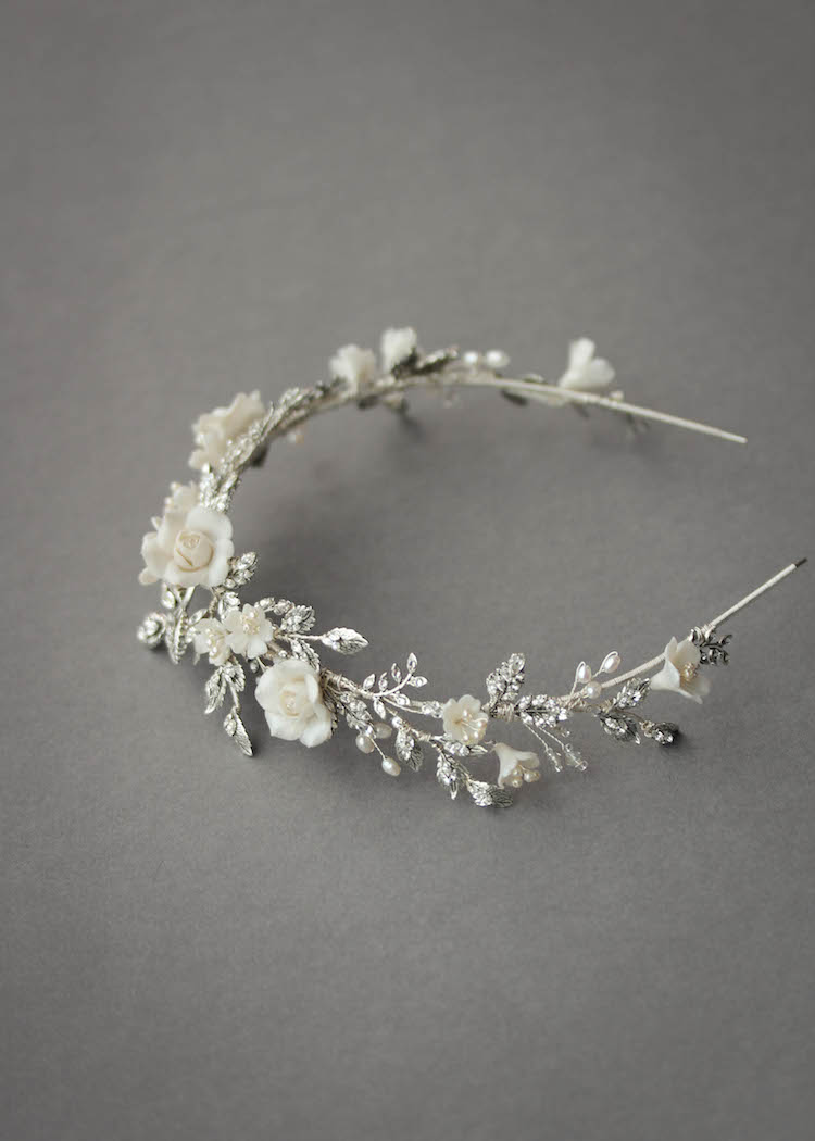 BESPOKE for Nancy_silver Gabriel floral wedding crown 5