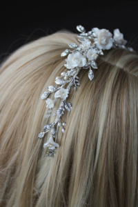 BESPOKE for Nancy_silver Gabriel floral wedding crown 6