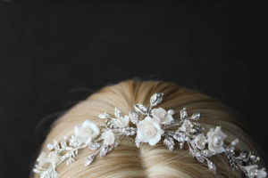 BESPOKE for Nancy_silver Gabriel floral wedding crown 8