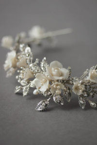 BESPOKE for Nancy_silver Gabriel floral wedding crown 9