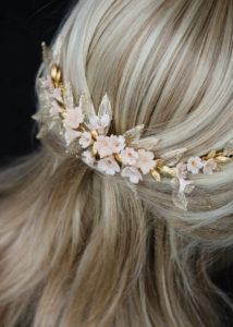 Bespoke for Nhi_gold and blush floral wedding headpiece 7