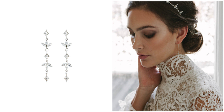 HENRI crown and XAVIER bridal earrings