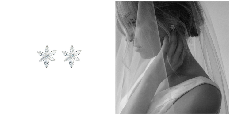 ORCHID earrings and BLAIR wedding veil