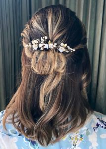 Bride Alexis wearing the Meadow hair pins
