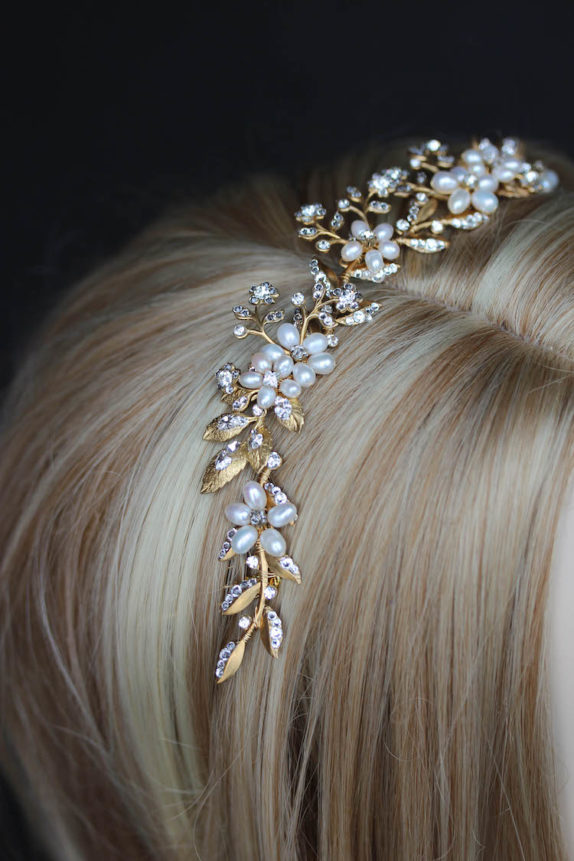 ENCHANTED floral headpiece in gold 1