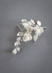 IRIS floral hair comb in silver 1